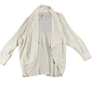 Bongo  Cardigan Sweater Womens Size XL‎ Cream Knit Open Front Lightweight Boho